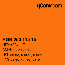 颜色代码: RGB 250 115 15 | qconv.com