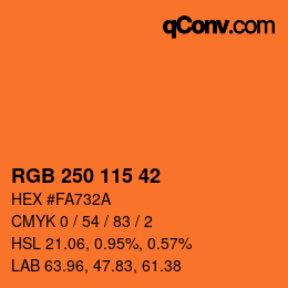 颜色代码: RGB 250 115 42 | qconv.com