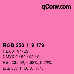 Color code: RGB 250 119 179 | qconv.com