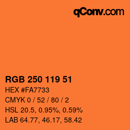 颜色代码: RGB 250 119 51 | qconv.com