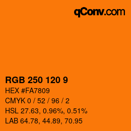 カラーコード: RGB 250 120 9 | qconv.com