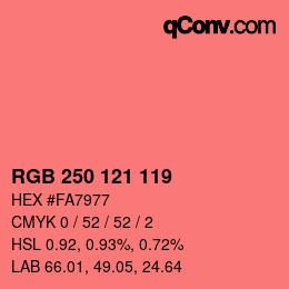 Color code: RGB 250 121 119 | qconv.com