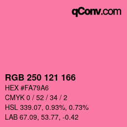 Color code: RGB 250 121 166 | qconv.com