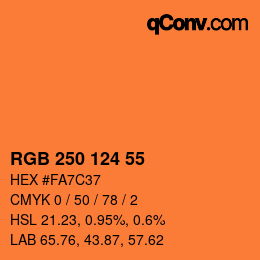 Color code: RGB 250 124 55 | qconv.com