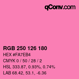 Color code: RGB 250 126 180 | qconv.com