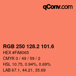 カラーコード: RGB 250 128.2 101.6 | qconv.com