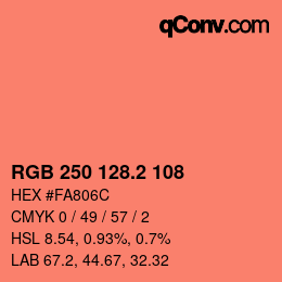 カラーコード: RGB 250 128.2 108 | qconv.com