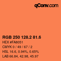 カラーコード: RGB 250 128.2 81.6 | qconv.com