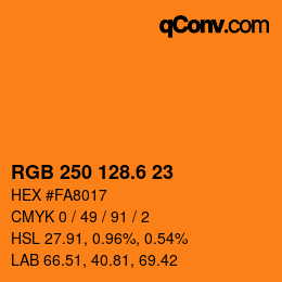 カラーコード: RGB 250 128.6 23 | qconv.com