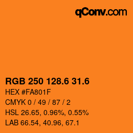 カラーコード: RGB 250 128.6 31.6 | qconv.com