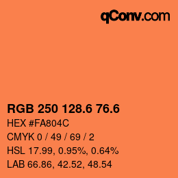 カラーコード: RGB 250 128.6 76.6 | qconv.com