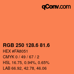 カラーコード: RGB 250 128.6 81.6 | qconv.com