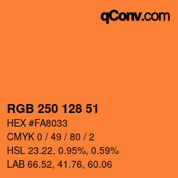 颜色代码: RGB 250 128 51 | qconv.com