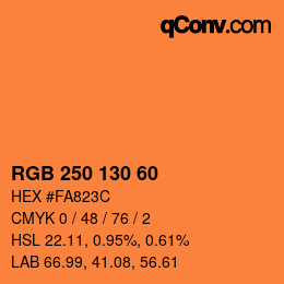 颜色代码: RGB 250 130 60 | qconv.com