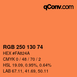 Color code: RGB 250 130 74 | qconv.com