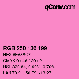 Color code: RGB 250 136 199 | qconv.com