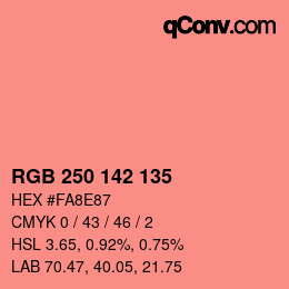 Color code: RGB 250 142 135 | qconv.com