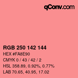 カラーコード: RGB 250 142 144 | qconv.com