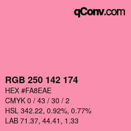 Color code: RGB 250 142 174 | qconv.com