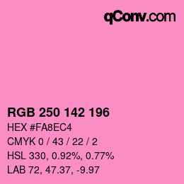 Color code: RGB 250 142 196 | qconv.com