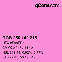 Color code: RGB 250 142 215 | qconv.com