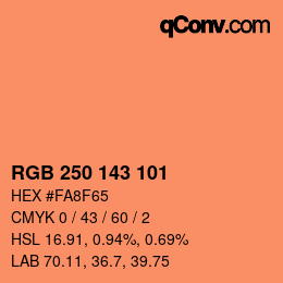 カラーコード: RGB 250 143 101 | qconv.com