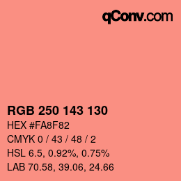 カラーコード: RGB 250 143 130 | qconv.com