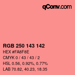 カラーコード: RGB 250 143 142 | qconv.com