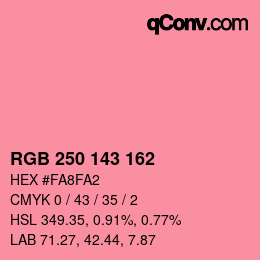颜色代码: RGB 250 143 162 | qconv.com