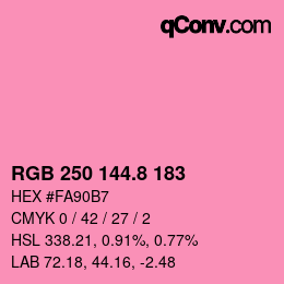 カラーコード: RGB 250 144.8 183 | qconv.com