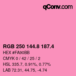 カラーコード: RGB 250 144.8 187.4 | qconv.com