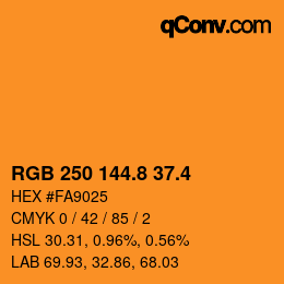 カラーコード: RGB 250 144.8 37.4 | qconv.com