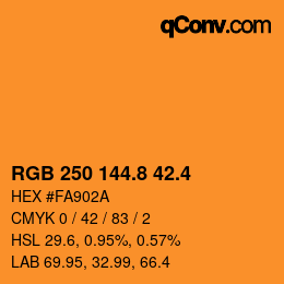 カラーコード: RGB 250 144.8 42.4 | qconv.com