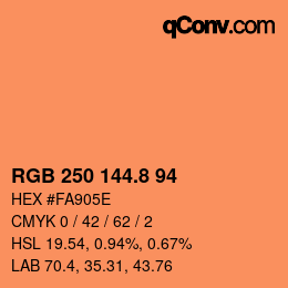 カラーコード: RGB 250 144.8 94 | qconv.com