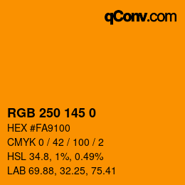 Color code: RGB 250 145 0 | qconv.com