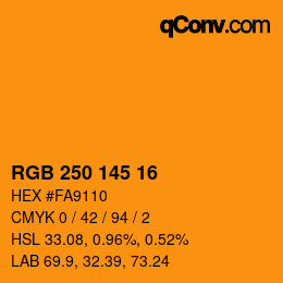 颜色代码: RGB 250 145 16 | qconv.com