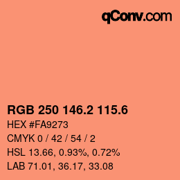 カラーコード: RGB 250 146.2 115.6 | qconv.com