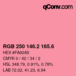 カラーコード: RGB 250 146.2 165.6 | qconv.com