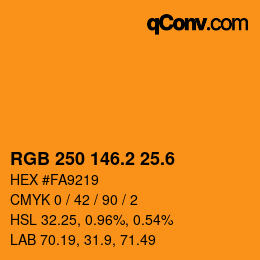 カラーコード: RGB 250 146.2 25.6 | qconv.com