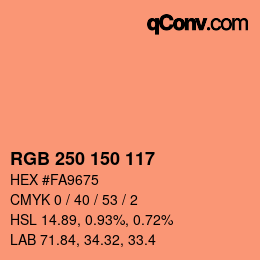 Color code: RGB 250 150 117 | qconv.com