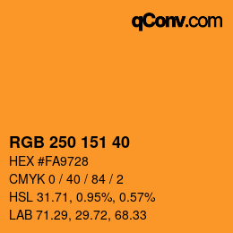 Color code: RGB 250 151 40 | qconv.com