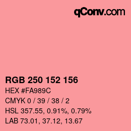 颜色代码: RGB 250 152 156 | qconv.com