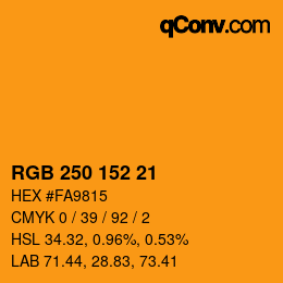 カラーコード: RGB 250 152 21 | qconv.com