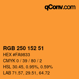Color code: RGB 250 152 51 | qconv.com
