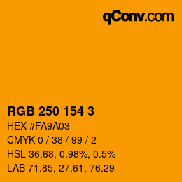 カラーコード: RGB 250 154 3 | qconv.com