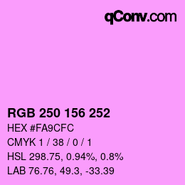 Color code: RGB 250 156 252 | qconv.com