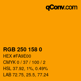 颜色代码: RGB 250 158 0 | qconv.com