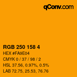 カラーコード: RGB 250 158 4 | qconv.com