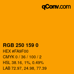 Color code: RGB 250 159 0 | qconv.com