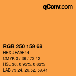Color code: RGB 250 159 68 | qconv.com